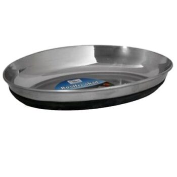 Katteskål oval rustfri antiskli
