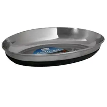 Katteskål oval rustfri antiskli
