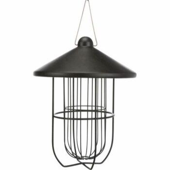 Utefuglautomat til meiseboller i metall, ø19 x 24cm sort halvmatt