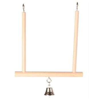 Fugleleke huske med bjelle tre 12.5x13.5