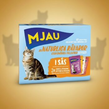 Mjau porsjonsposer multipack u2013 kju00f8ttsmaker i saus (12 u00d7 85 g)